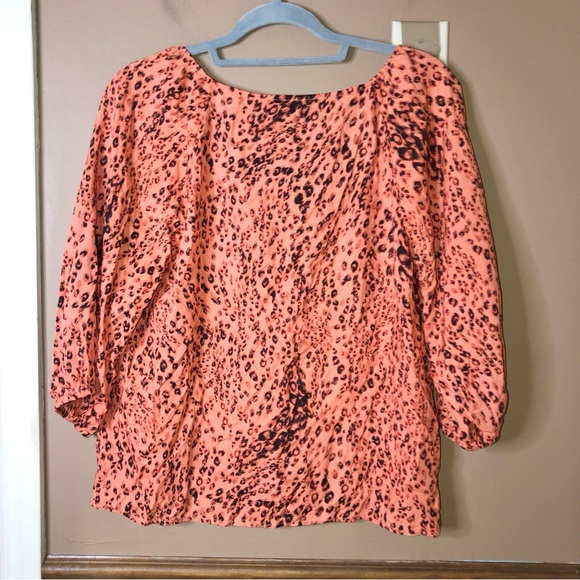 Sanctuary Mila Button Front‎ Leopard Animal Print 3/4 Sleeve Top orange Large - Picture 3 of 6